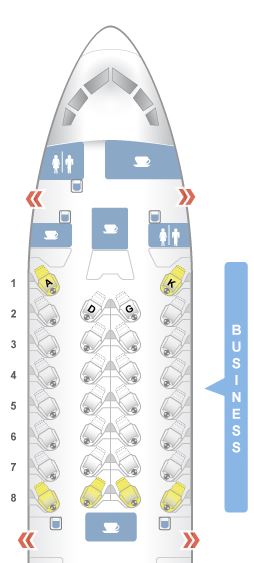 diagram of a plane with seats and symbols