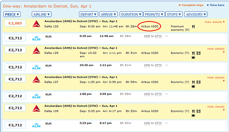 New Delta Detroit-Amsterdam A350 Service - AMS-DTW