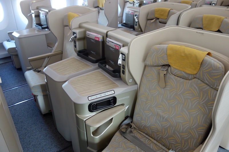 a row of seats in an airplane