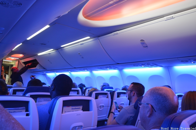 Southwest 737 MAX 8 mood lighting (front)