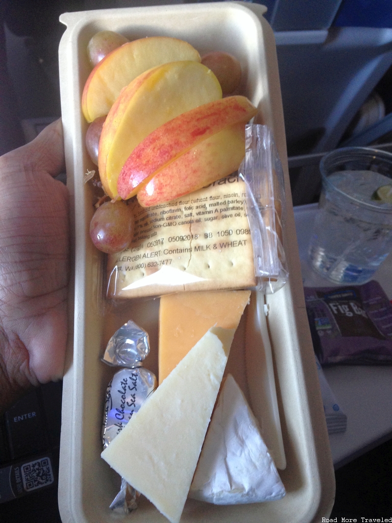Alaska Airlines B739 Premium Class - opened cheese plate