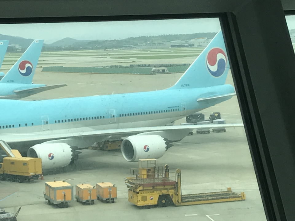 a plane parked at an airport