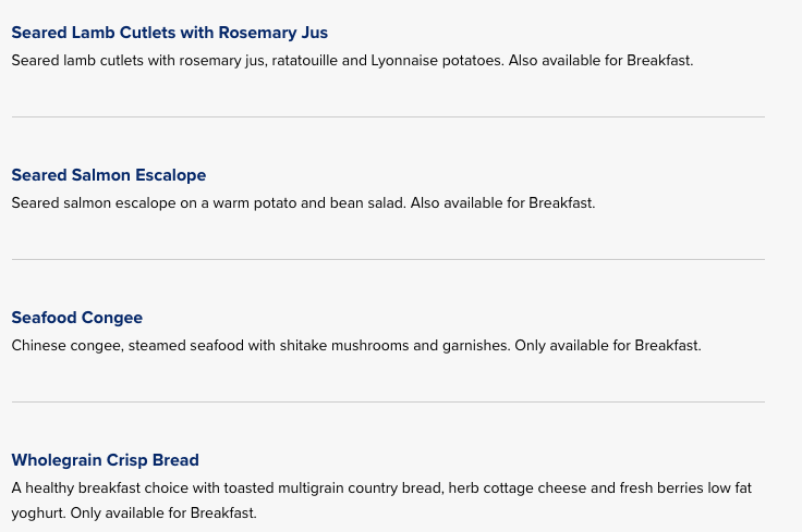 a menu of breakfast menu