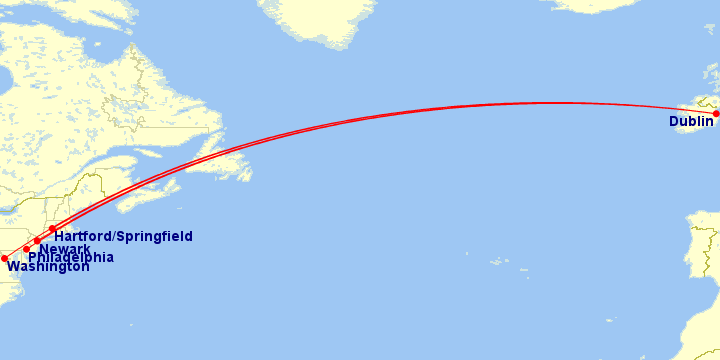 a map with a red line