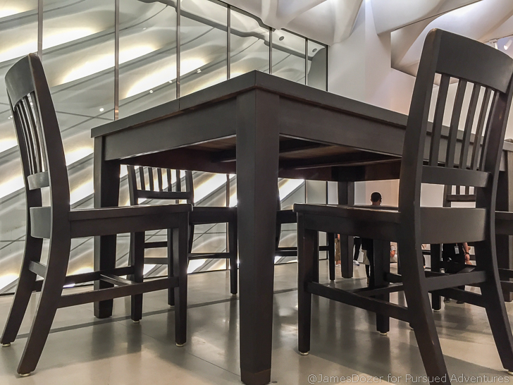 a table and chairs in a room