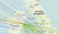 a map of the world with many lines