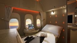 a bed in a plane