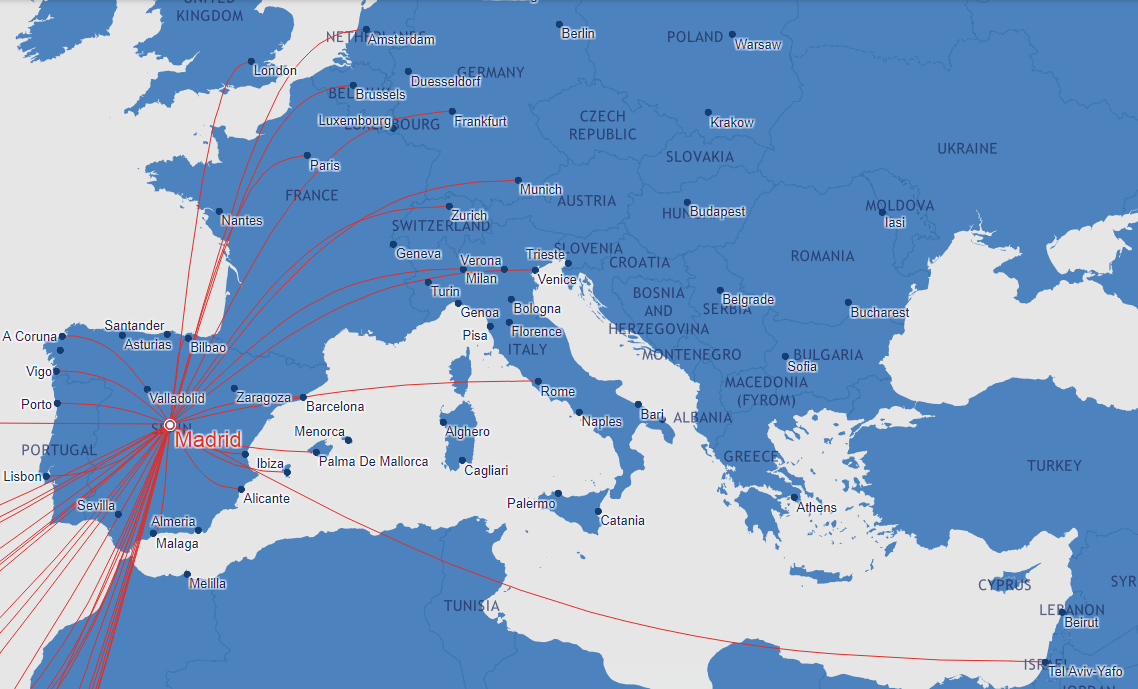 a map of europe with red lines