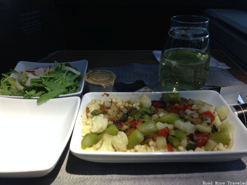 American Airlines B787-9 Business Class - couscous with vegetables