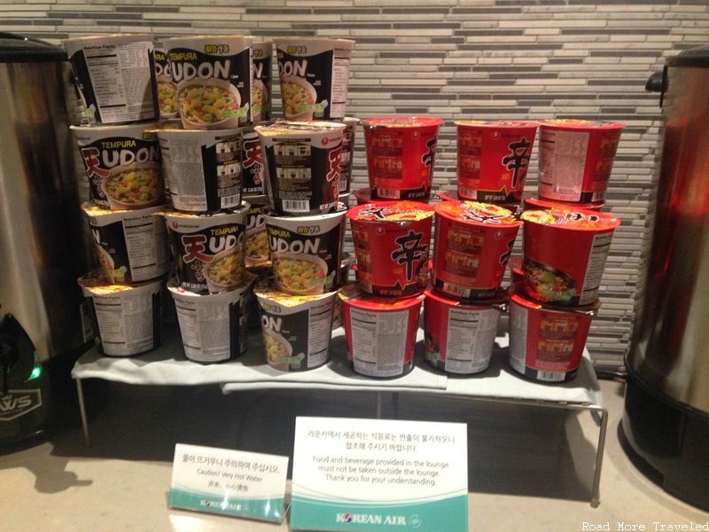 Korean Air Lounge LAX instant noodles