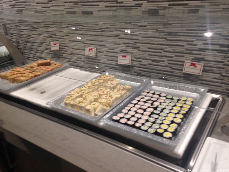 Korean Air Lounge LAX - sushi and sandwiches