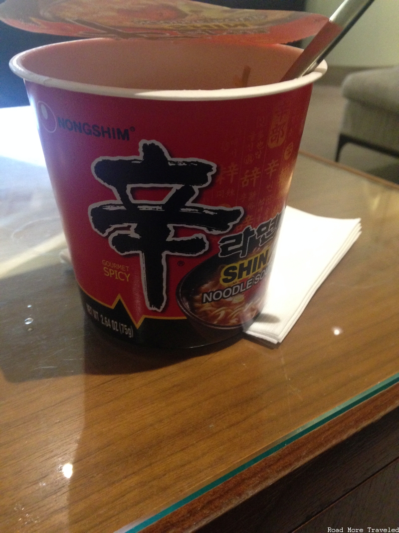 Korean Air Lounge LAX - spicy ramen noodles