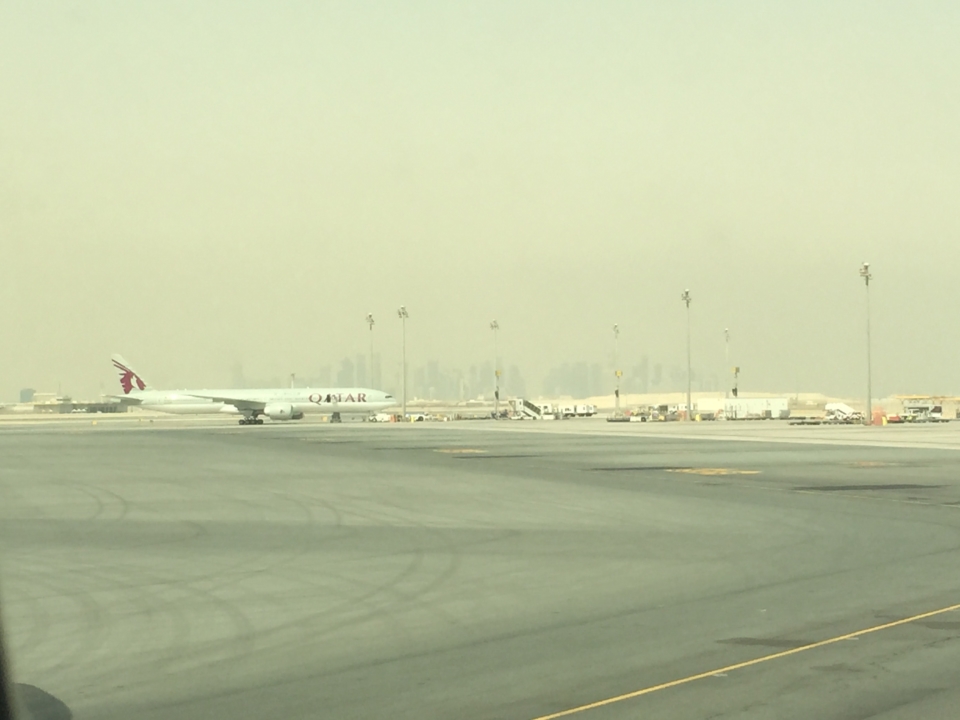 a plane on the runway