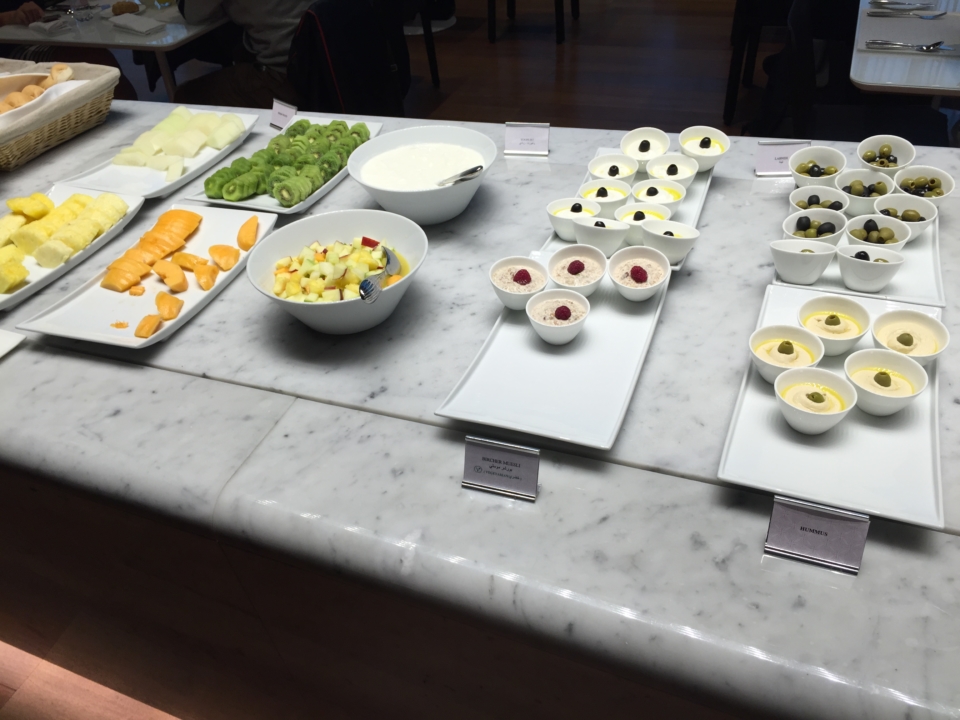 a table with different food on it
