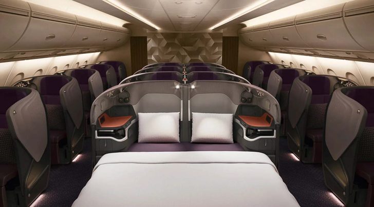a bed in a plane