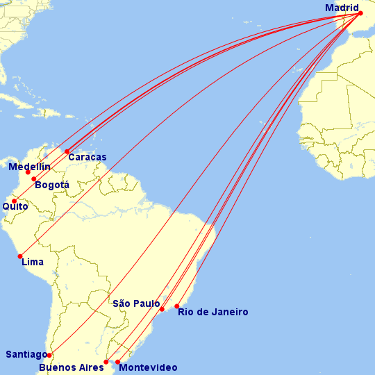a map of the world with red lines