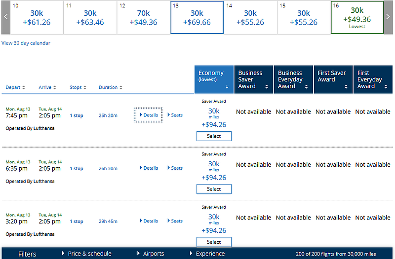 UA Mileage Plus AMS-DFW