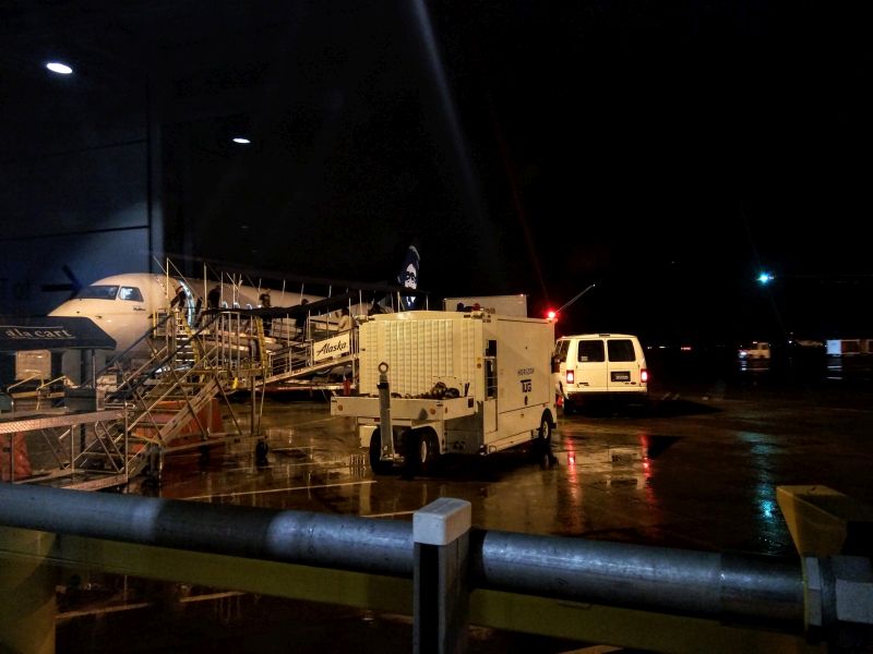 a plane parked in a hangar