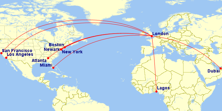 a map of the world with red lines