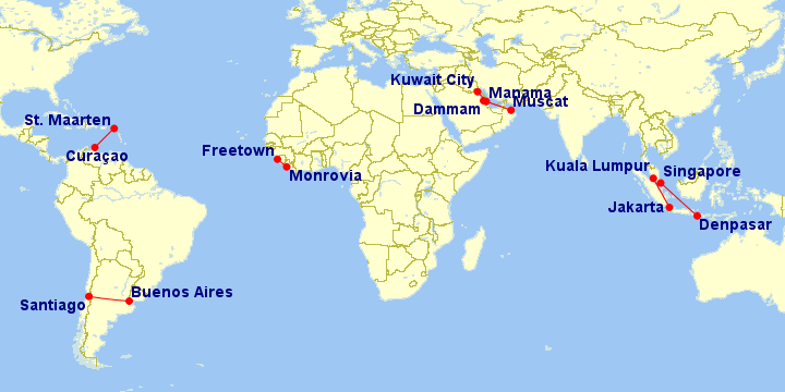 a map of the world with cities
