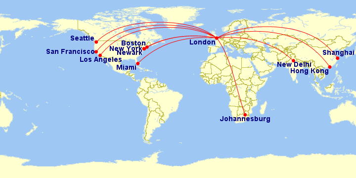 a map of the world with red lines