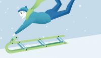 a cartoon of a man falling down a ladder