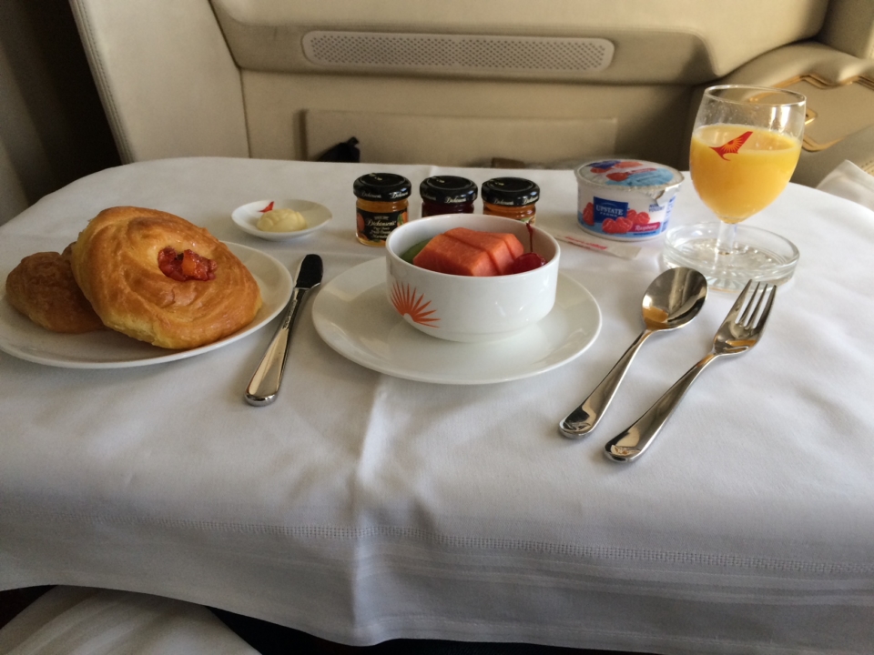 a table with food and drinks on it