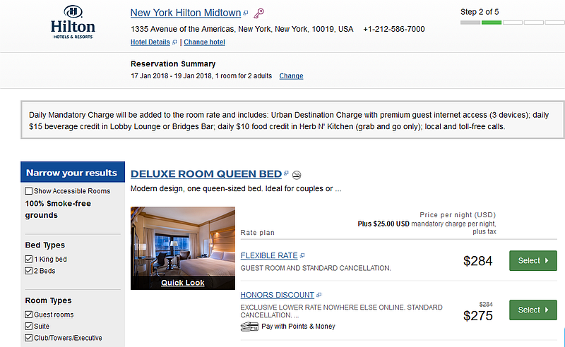 NY Hilton Midtown Fee Description