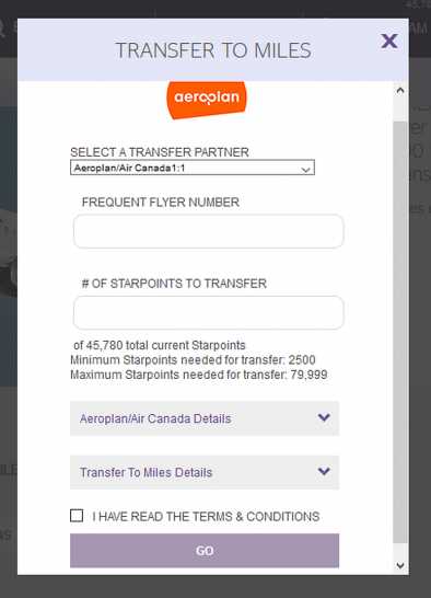 SPG - Aeroplan Points Transfer