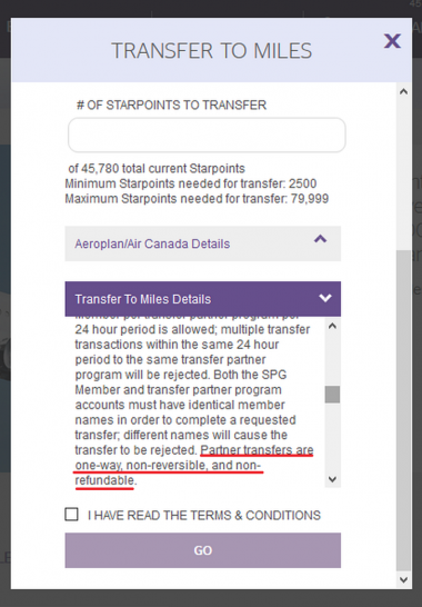 SPG Transfer terms and conditions