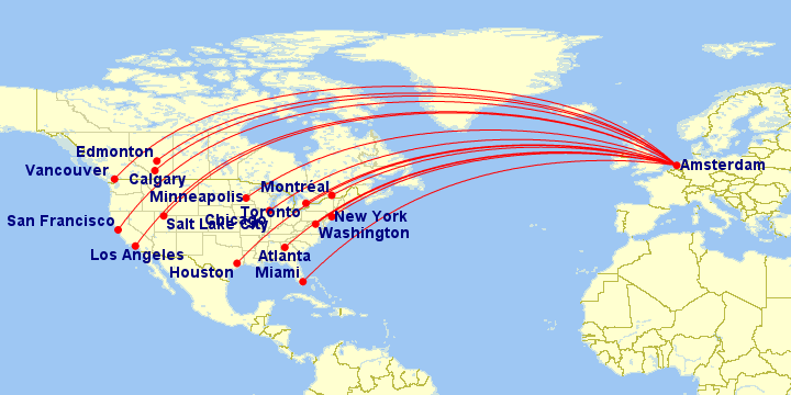 a map of the world with red lines