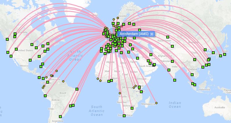 KLM Royal Dutch Airlines Global Routes and Fleet in 2017