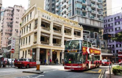 a double decker bus on the street