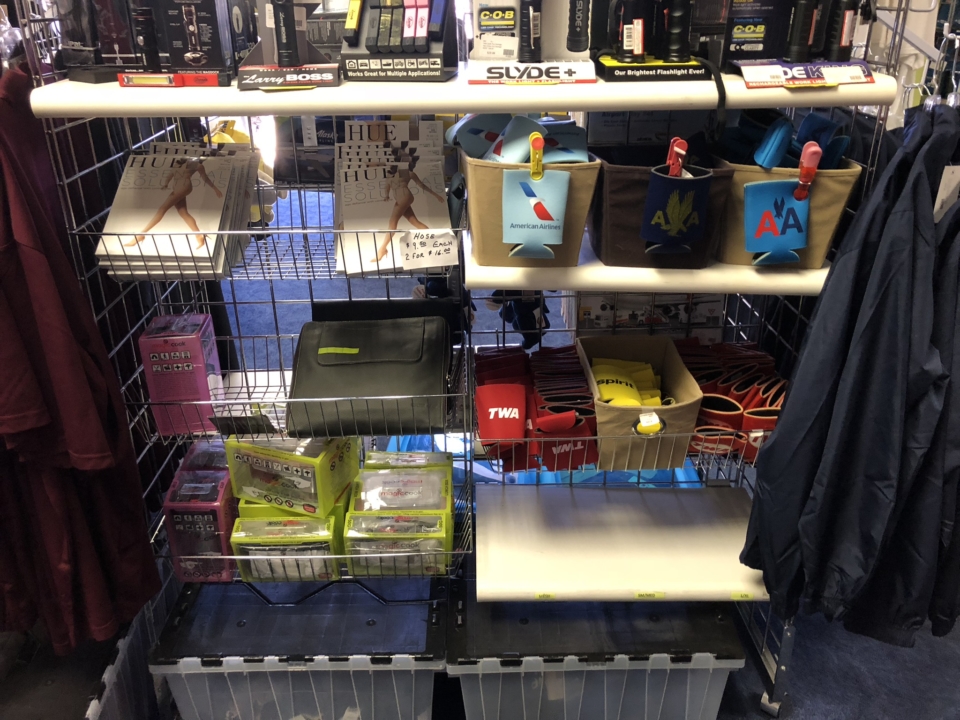 a shelf with different items on it