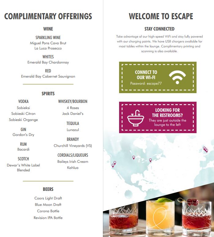 a menu with drinks in glasses