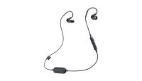 a pair of black earbuds