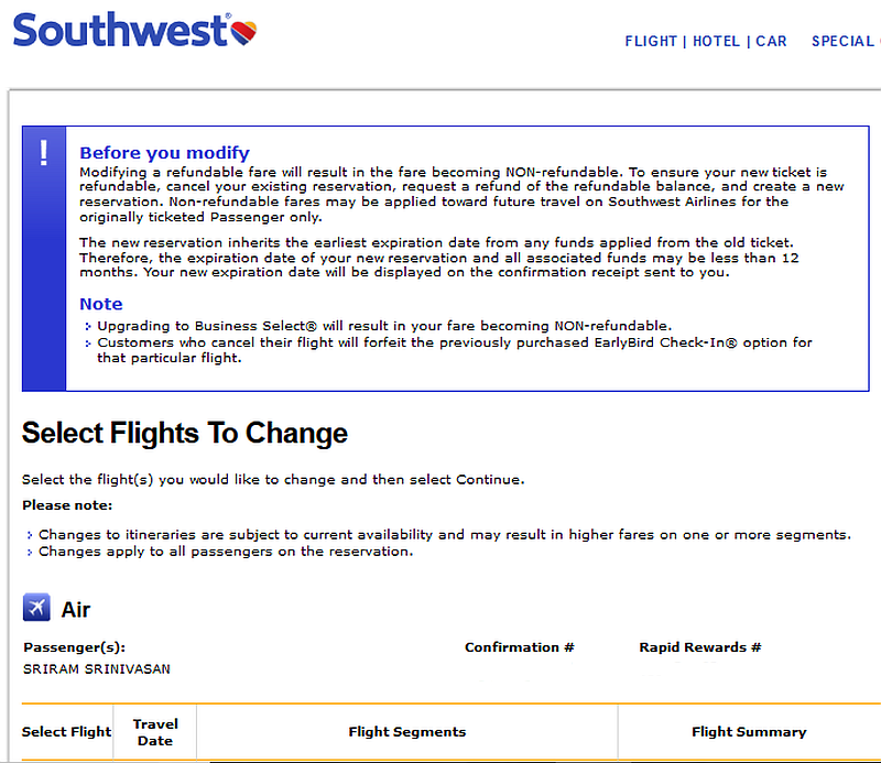 Southwest Refundable Fare 