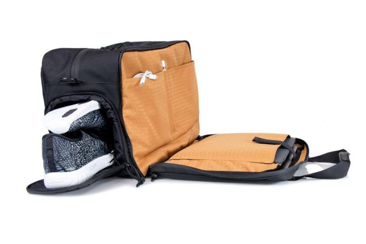a bag with shoes in it