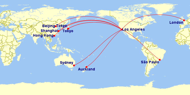 a map of the world with red lines