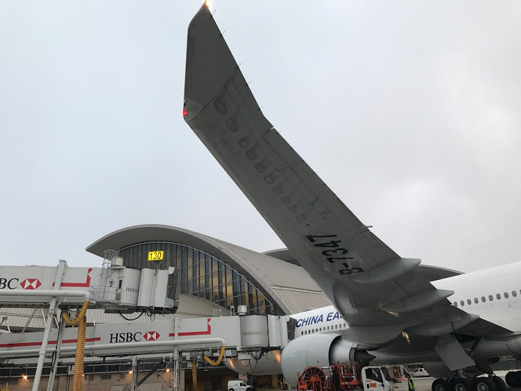 an airplane parked at an airport