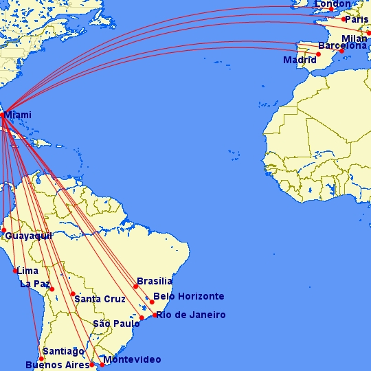a map of the world with red lines