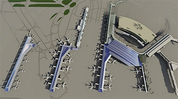 aerial view of an airport