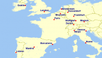 a map of europe with cities