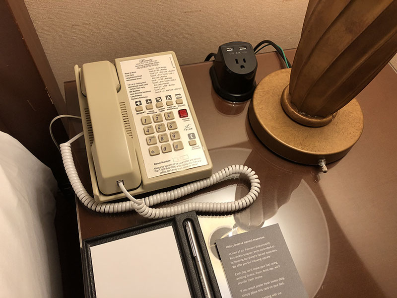 a telephone on a desk