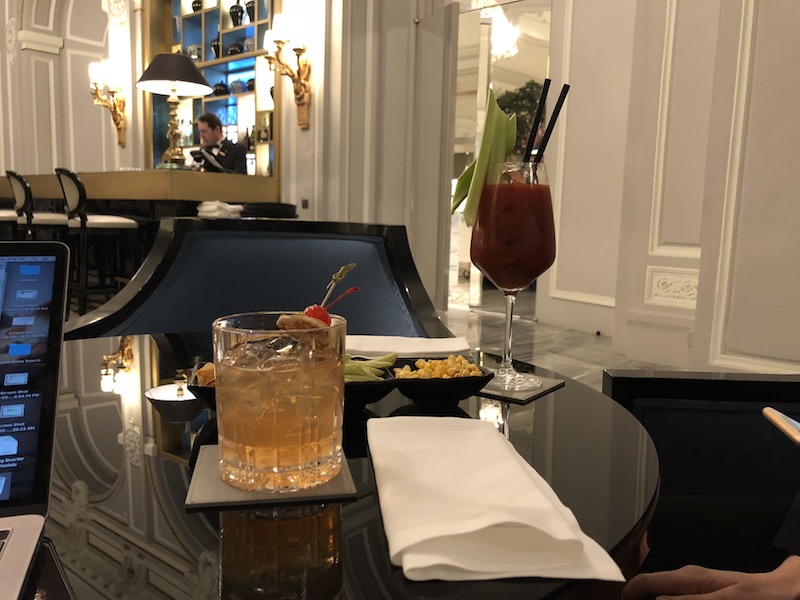 a table with drinks on it