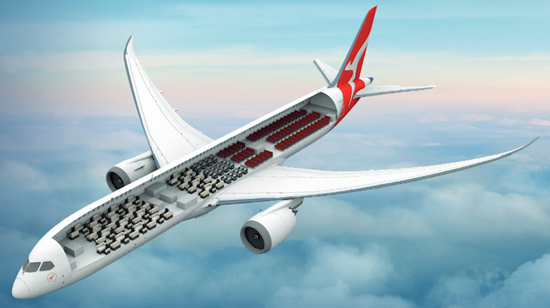 a plane with seats in the air