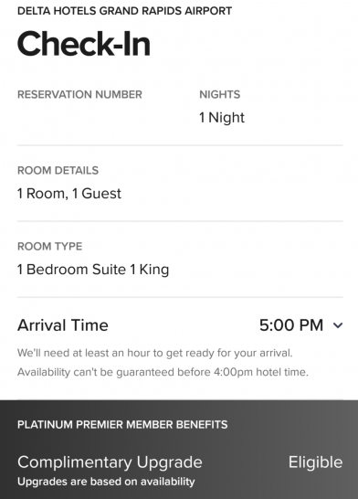 a screenshot of a hotel reservation