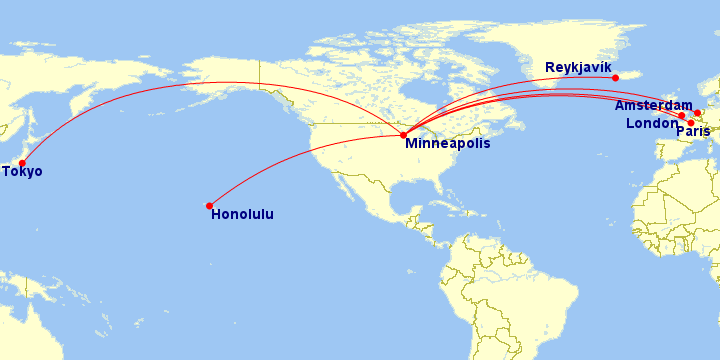 a map of the world with red lines