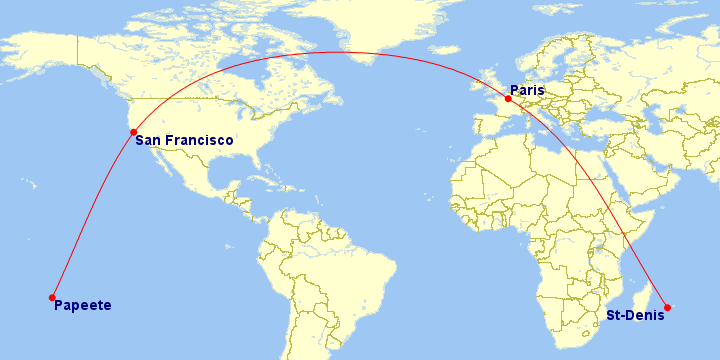 a map of the world with a red line