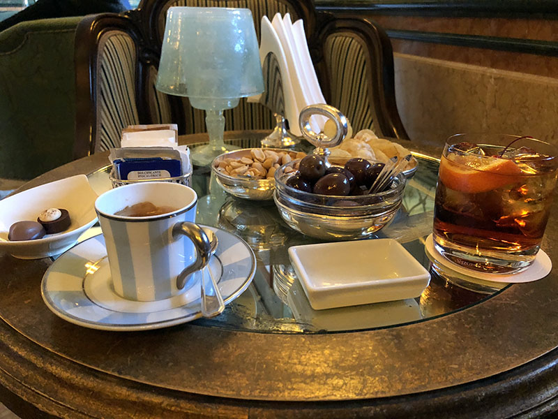 a table with food and drinks on it